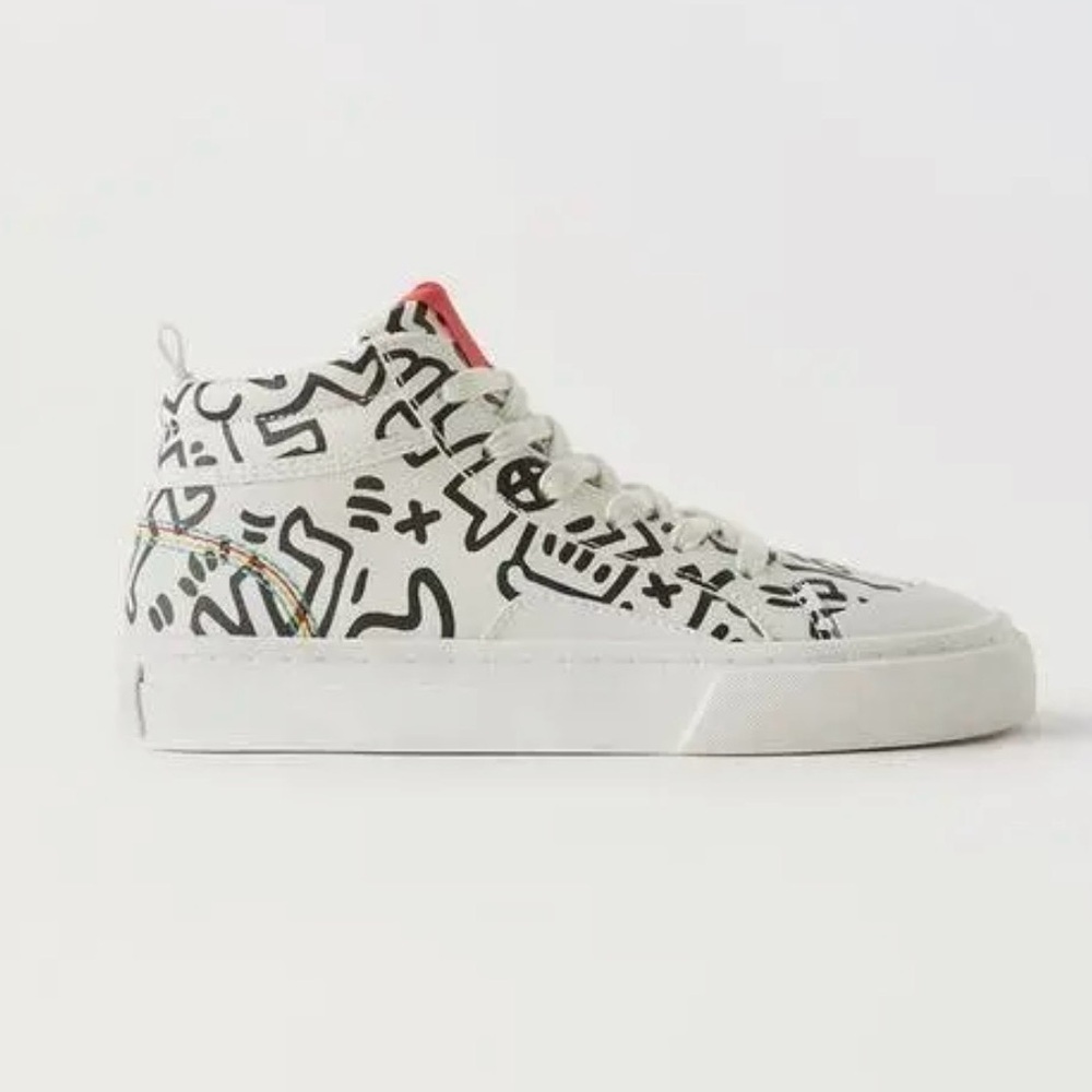 ZARA Kids Keith Haring High Top Sneakers Size 1.5/2 (33)